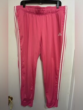 Adidas Plus Size Women’s Joggers/Track Pants, Bright Pink W/White Stripes, Sz 3X